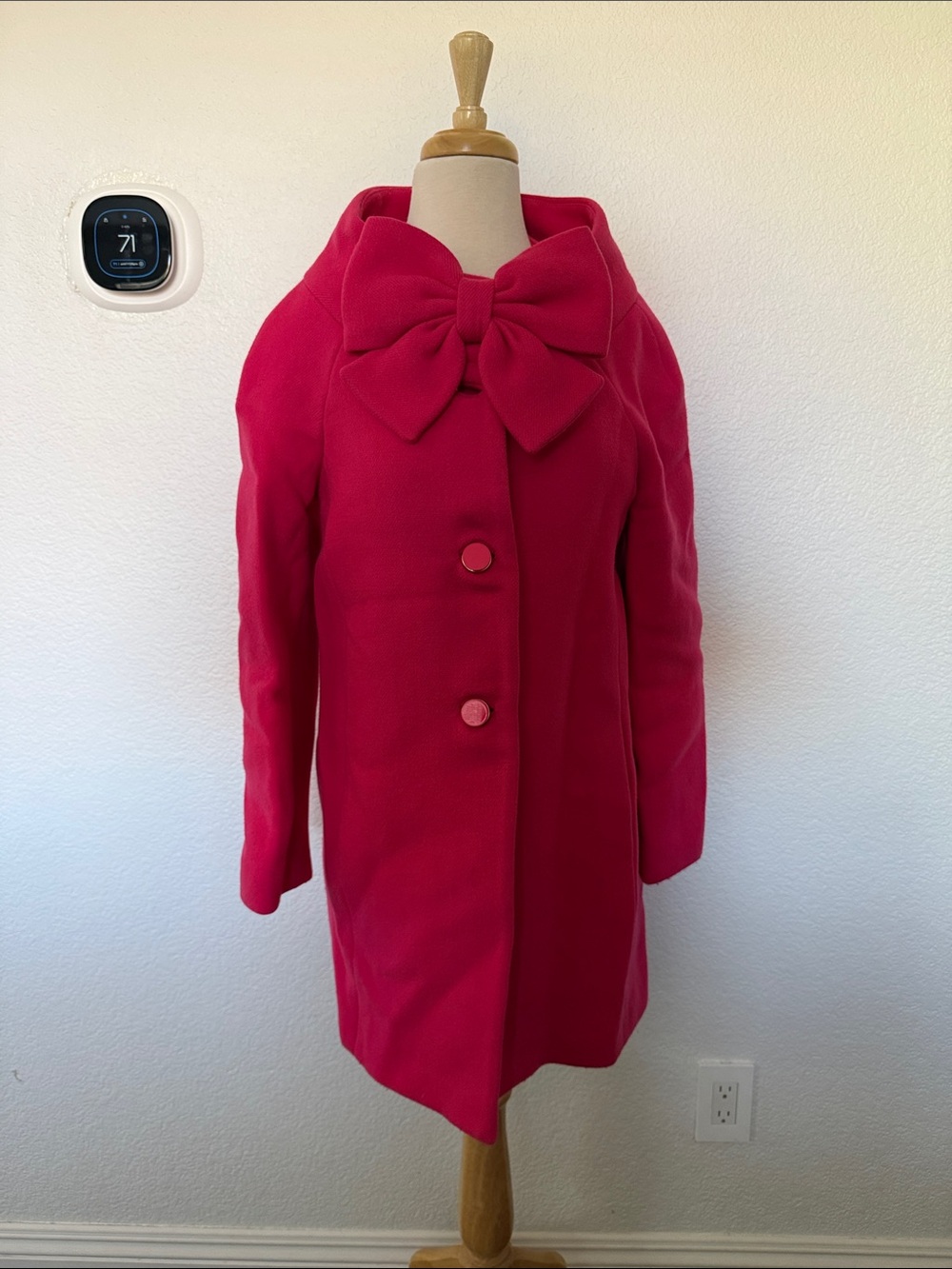 kate spade Fuchsia Bow Collar Wool Coat